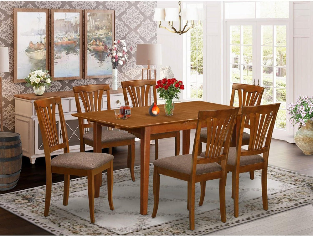 East West Furniture PSAV7-SBR-C 7 Piece Modern Dining Table Set Consist of a ...