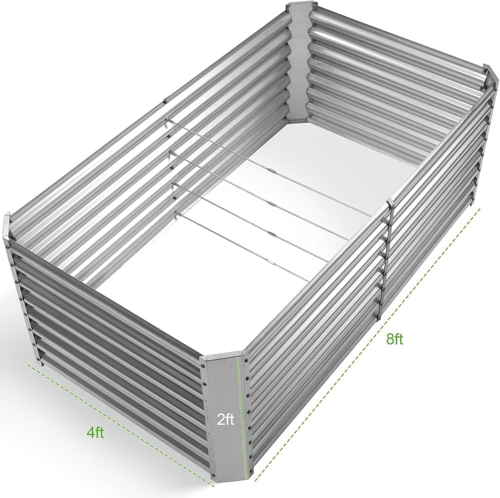 Land Guard 2 Pack 8×4×2ft Galvanized Raised Garden Bed Kit, Galvanized Plante...