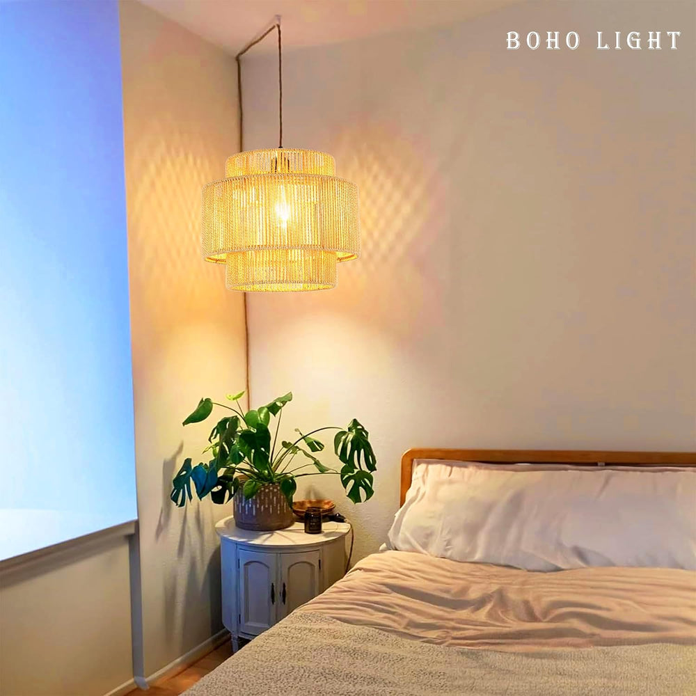 QIYIZM Plug in Pendant Light Hanging Lights with Plug in Cord Hanging Lamp Bo...