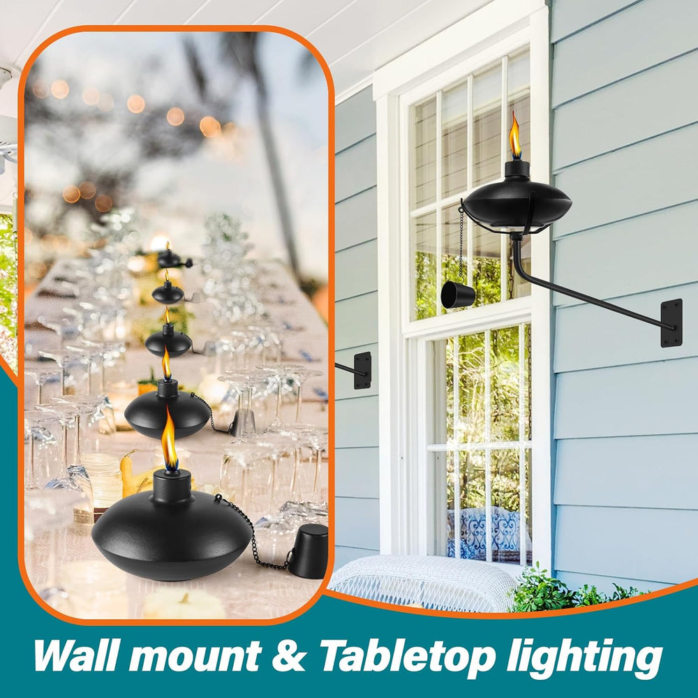 6 Pack Wall Mounted Citronella Torches, 18 oz Garden Torches for Outside, Ref...