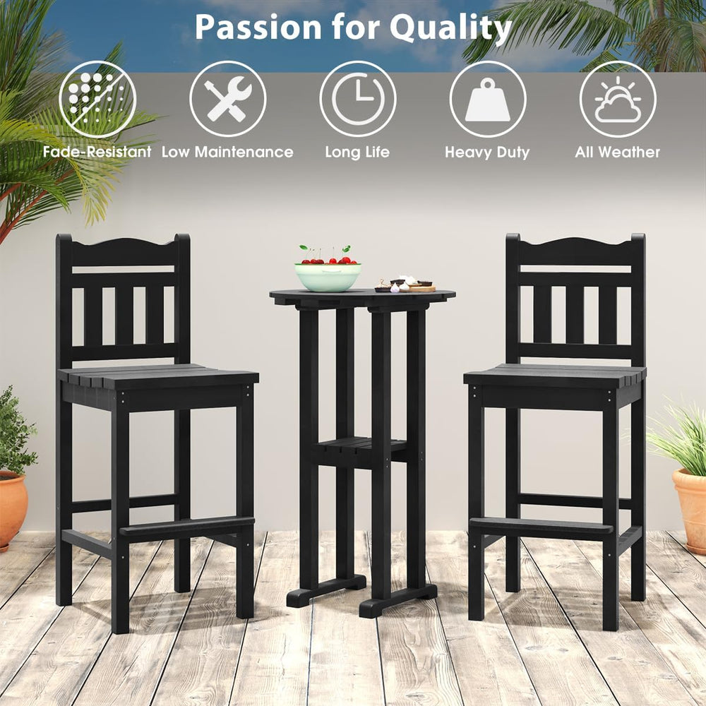 Sundale Outdoor 39” Height Adirondack Bar Table, Patio HDPE Round Pub Table