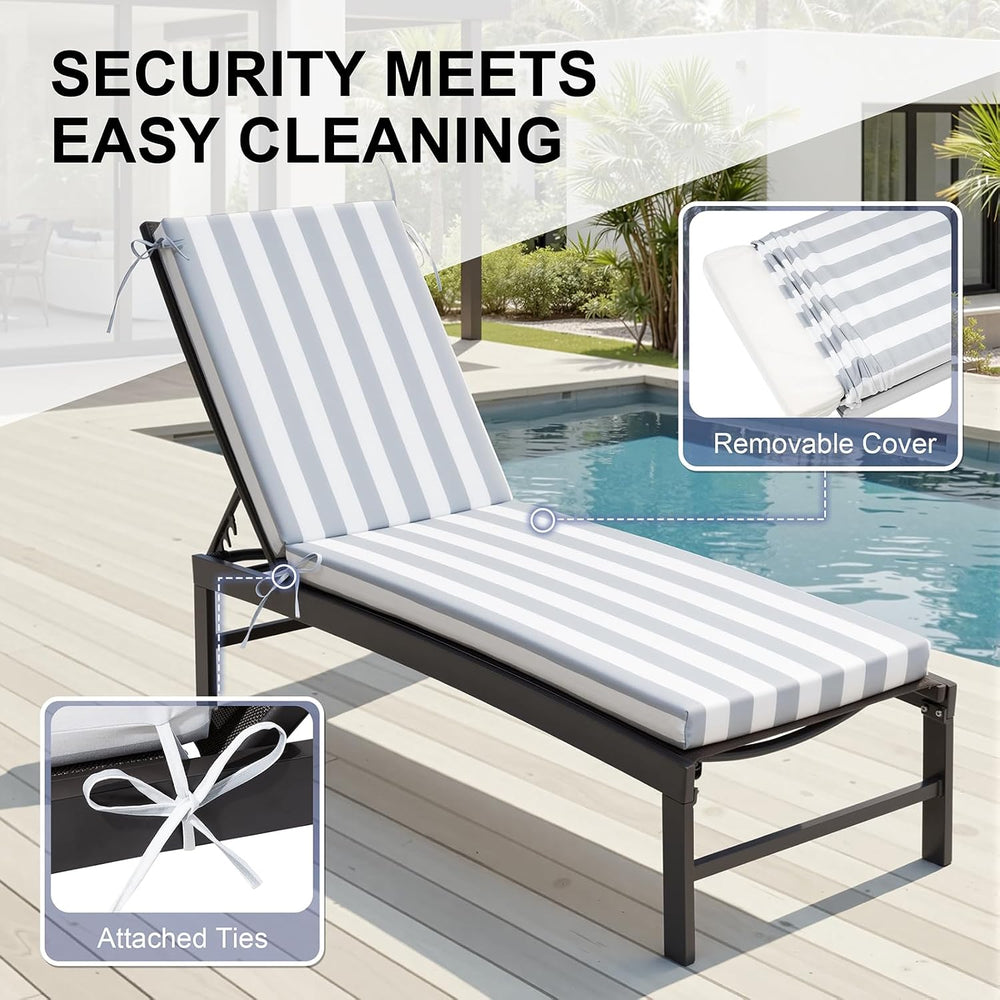 Crestlive Chaise Lounge Cushions Outdoor Set of 2, 80"x23", Waterproof