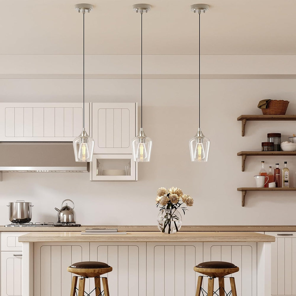 VONLUCE Nickel Pendant Light for Kitchen Island, Set of 3