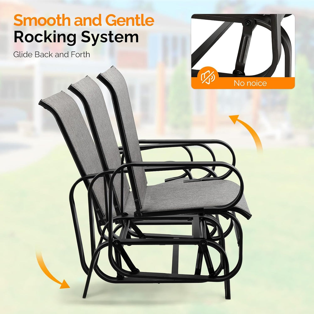VINGLI Outdoor Glider, Patio Glider with Higher Backrest, Weatherproof Chair ...