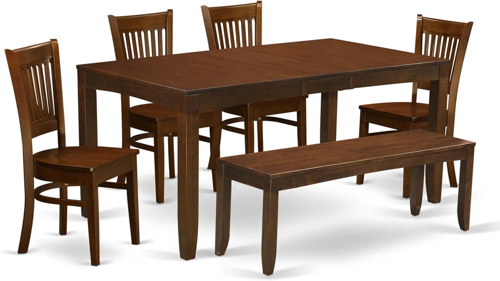East West Furniture LYVA6-ESP-W 6 Piece Kitchen Table Set Contains a Rectangl...