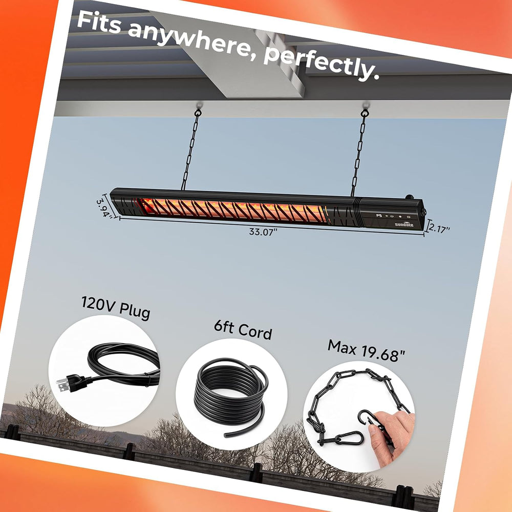 Sundate Ceiling Electric Outdoor Heater Wifi Control Wall-Mounted Hanging Pat...