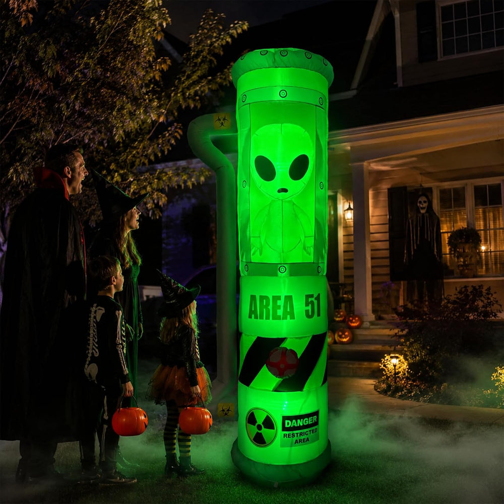 8FT Halloween Alien Inflatable Blow Up Outdoor Decorations with LEDs