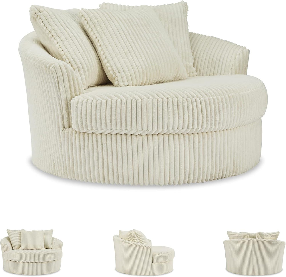 Signature Design by Ashley Lindyn White Oversized Swivel Accent Chair