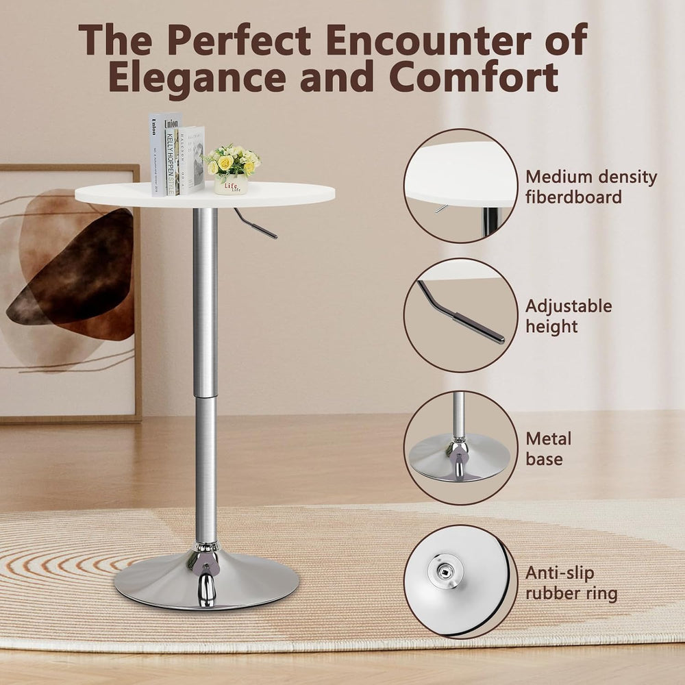 CLATINA Round Bar Table 10 Pack, Height Adjustable 26"-36" Bistro P...