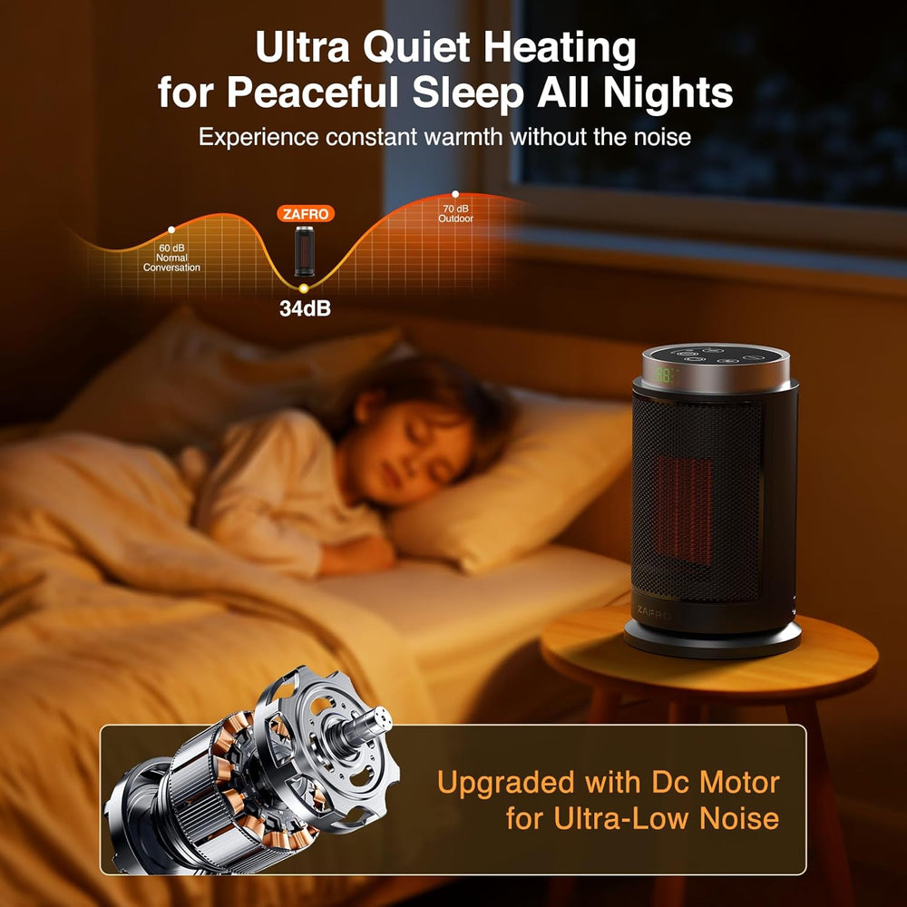 ZAFRO Space Heater, Ultra Quiet Portable Electric Heaters for Indoor Use with...