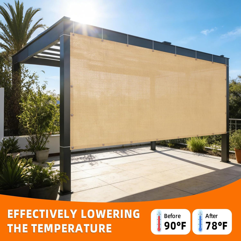 JUNFLYING 90% Shade Cloth 12x12ft, Patio Pergola Sun Cover with Grommets