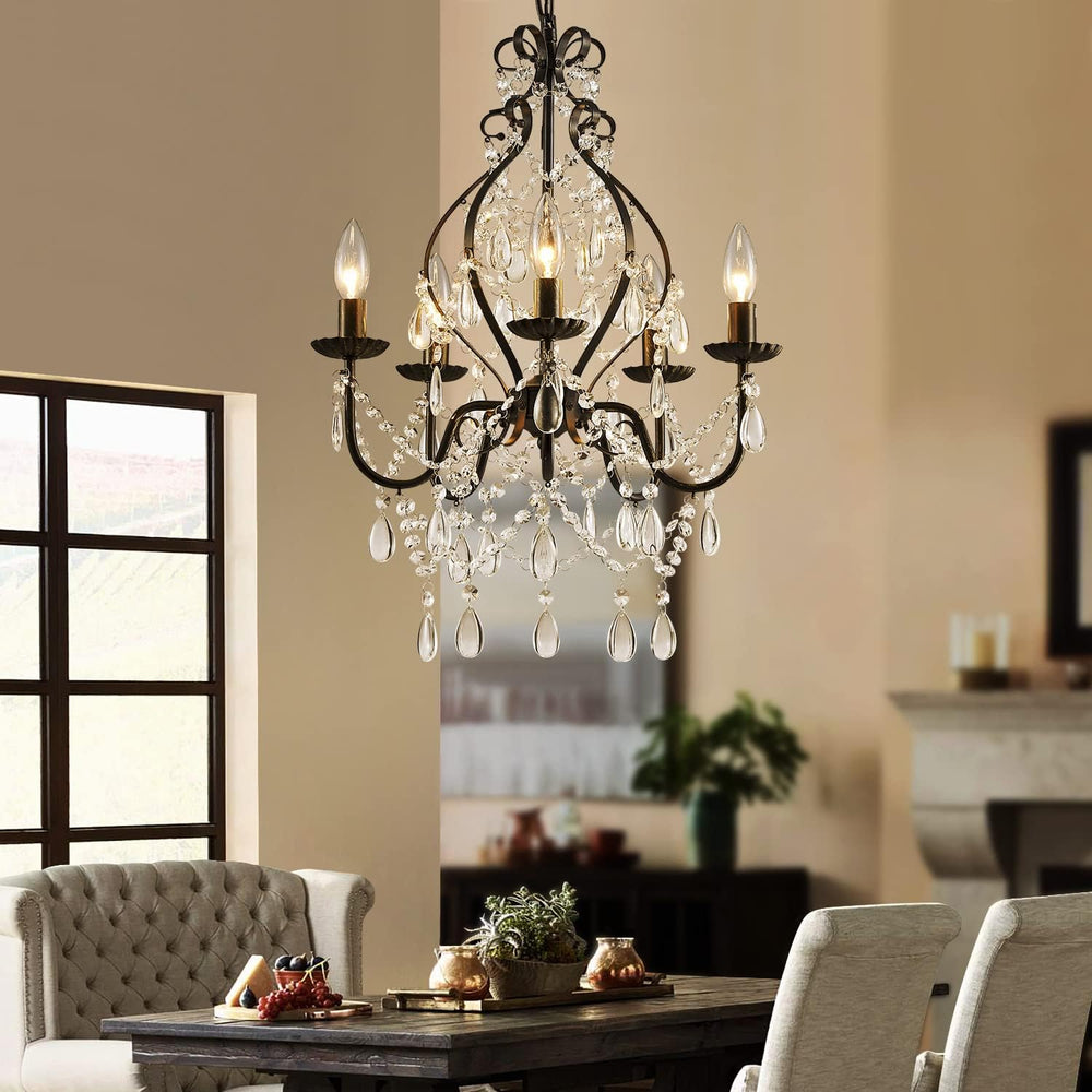 Saint Mossi 5-Lights Crystal Chandelier, Farmhouse Pendant Light Fixtures, H2...
