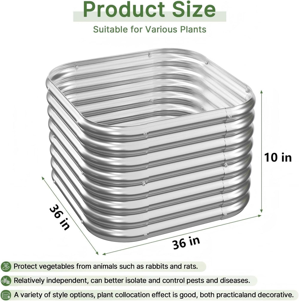4 PCS Galvanized Raised Garden Bed Outdoor, Metal Garden Bed for Vegetables, ...