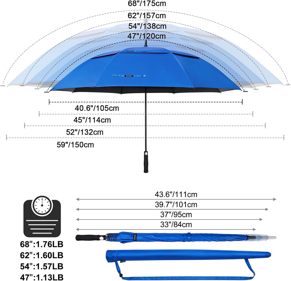 G4Free 47/54/62/68 Inch UV Protection Golf Umbrella Oversized Sun Umbrella