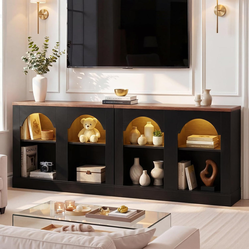 Unikito 94" Long Arched Console Table with LED Light & Adjustable Shelf
