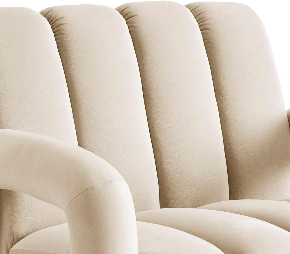 mopio Tubbi Velvet Designer Look Accent Chair with Channel-Tufted Curves and ...