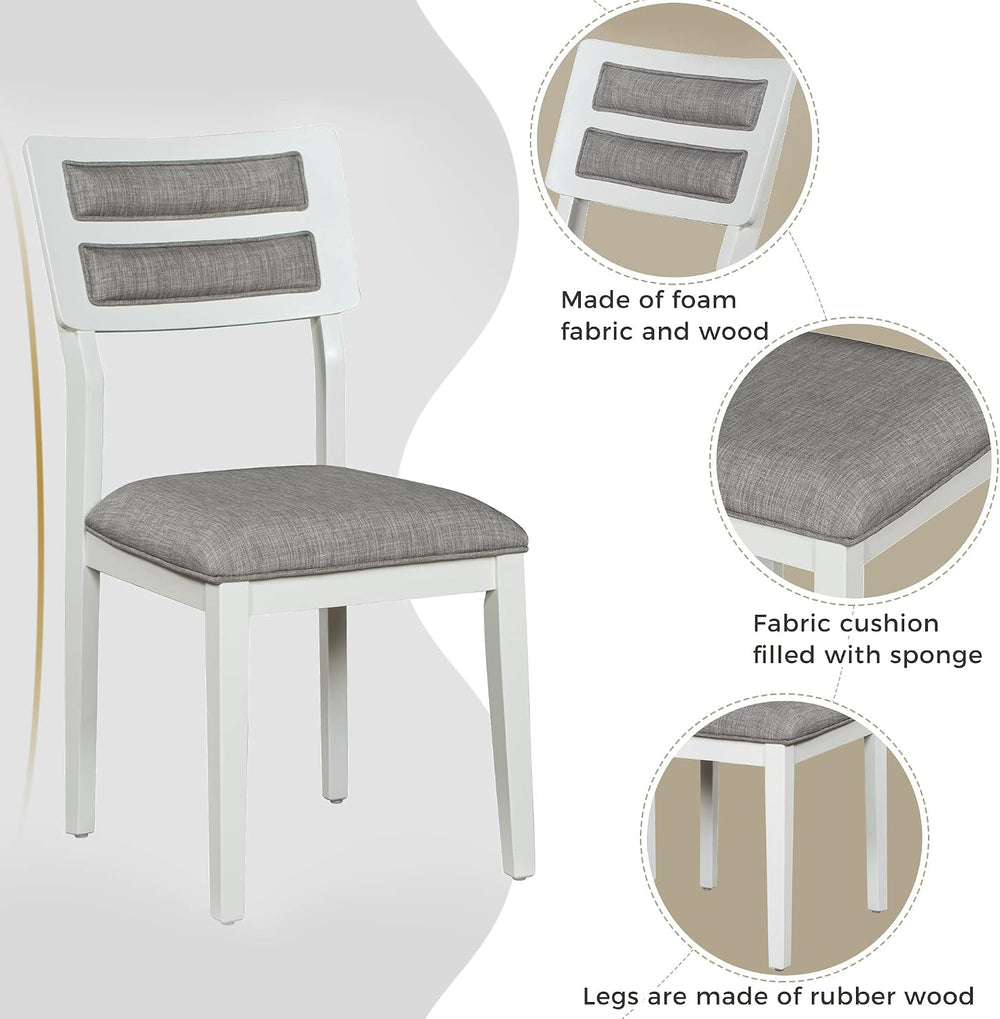 Classic Dining Table Set with Upholstered Chairs and Bench for 4-6, White
