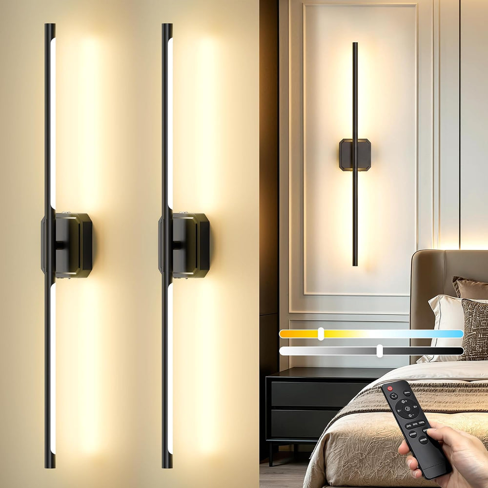 Battery Operated Wall Sconces Set of Two, Wireless Wall Lights Touch & Re...