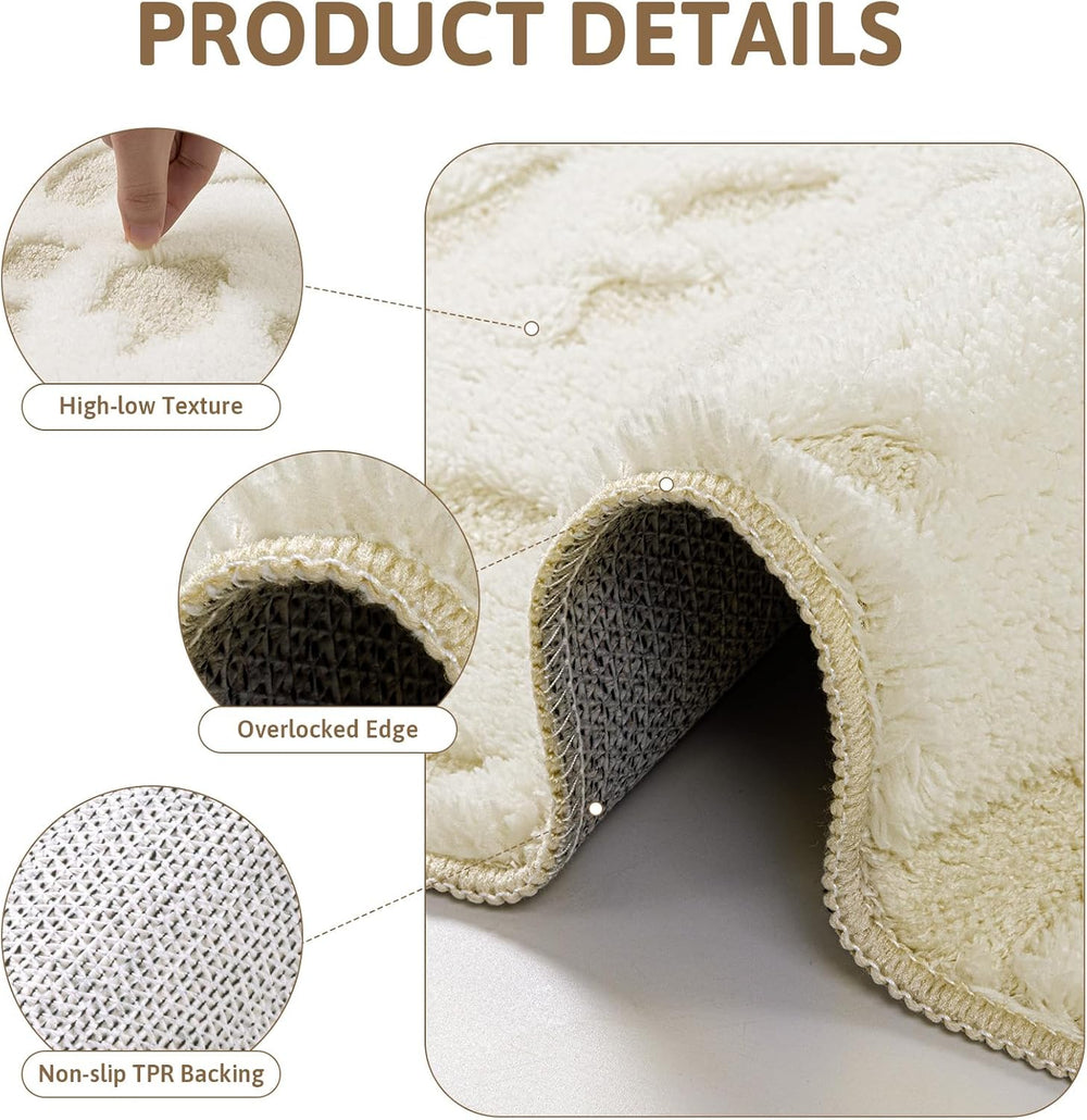Yamaziot Washable 8x10 Area Rugs for Living Room Non Slip Ivory Beige