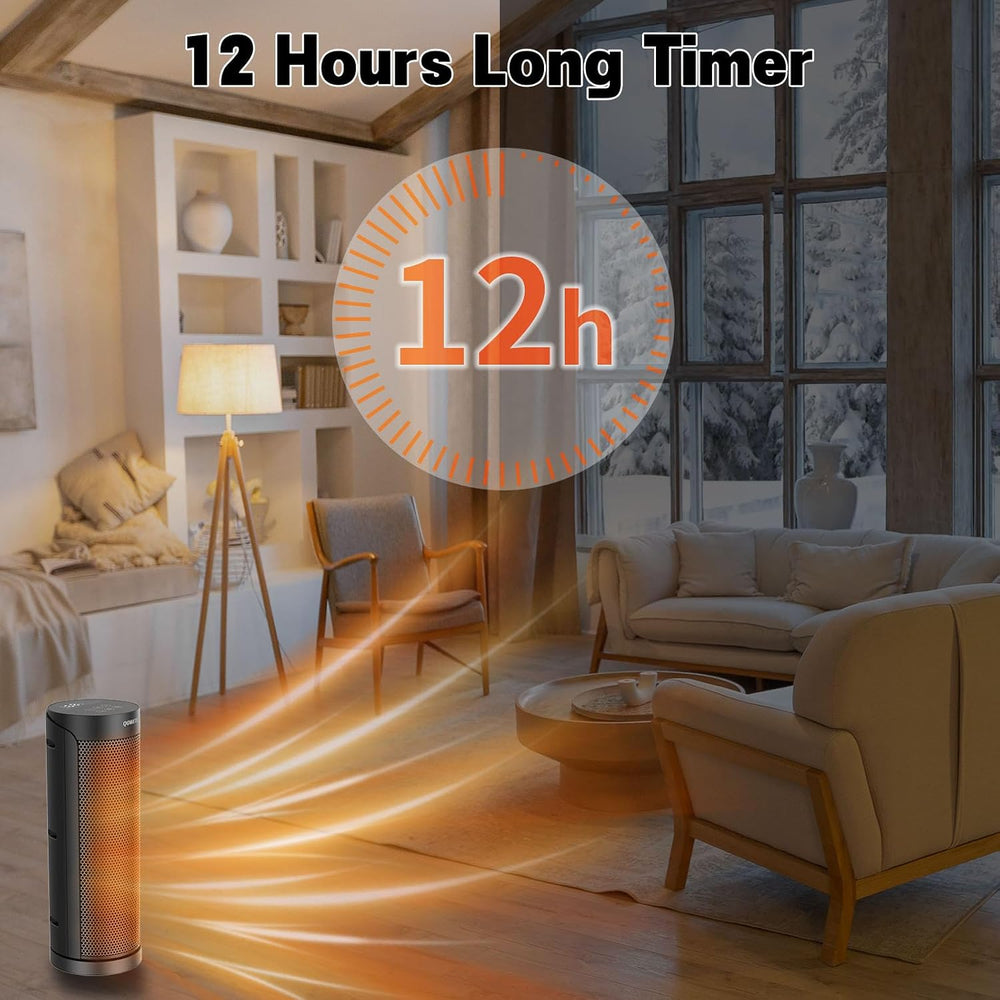 Portable Space Heater for Indoor Use with Remote - QOWETU 70° Oscillating Ele...
