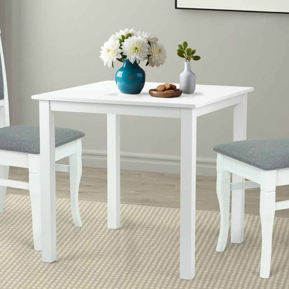 Dining Square Kitchen Table Contemporary Design Solid Wooden in White Finish