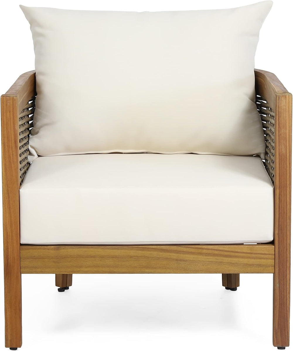 CHRISTOPHER KNIGHT HOME Burchett Outdoor 4pc Chat Set - Acacia Wood and Wicke...