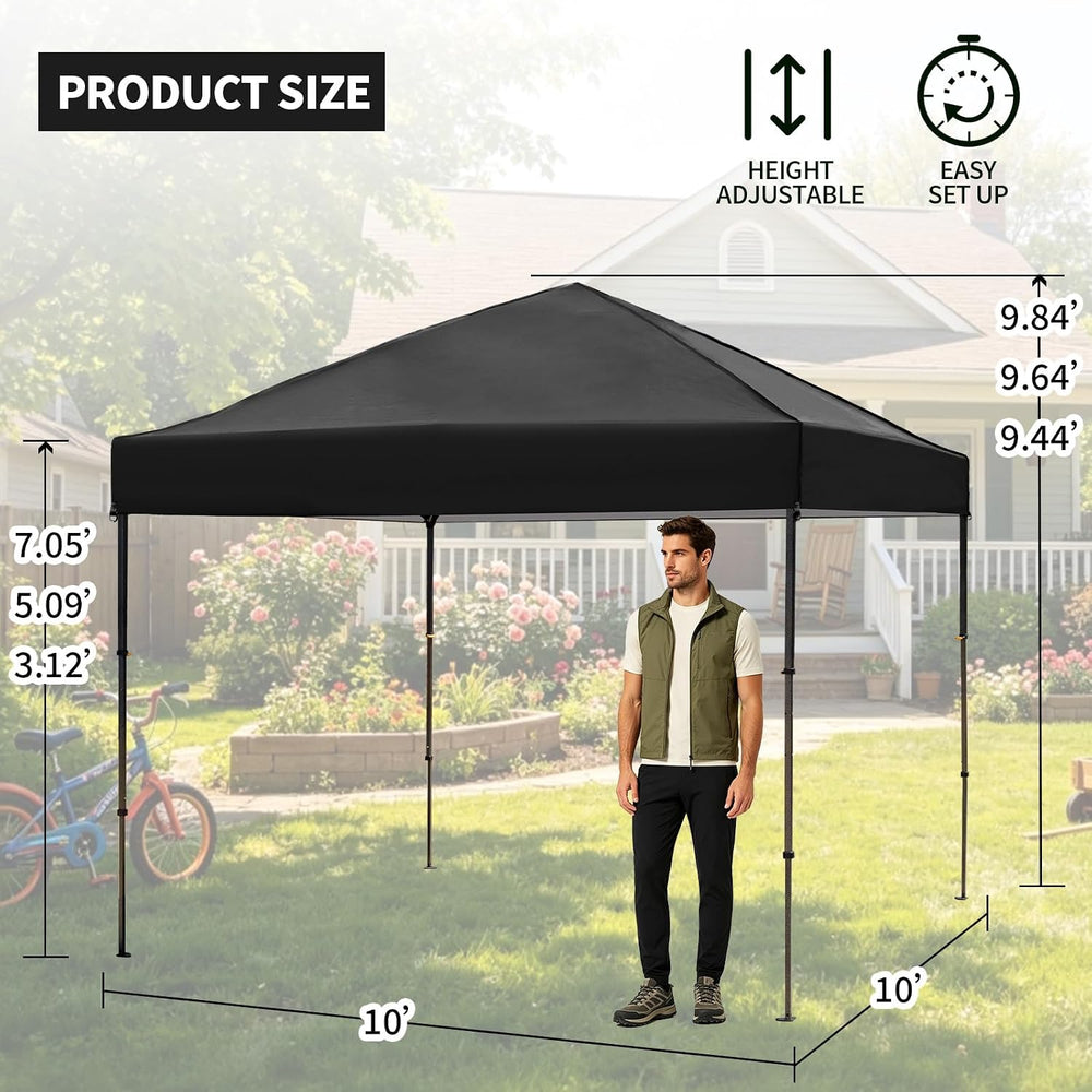10x10 Pop Up Canopy Tent, Outdoor Portable Canopy(Black)
