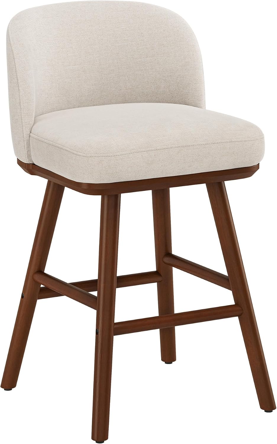 LUE BONA Bar Stools Set of 2, 27.6" Wooden Legs, Fabric in Beige