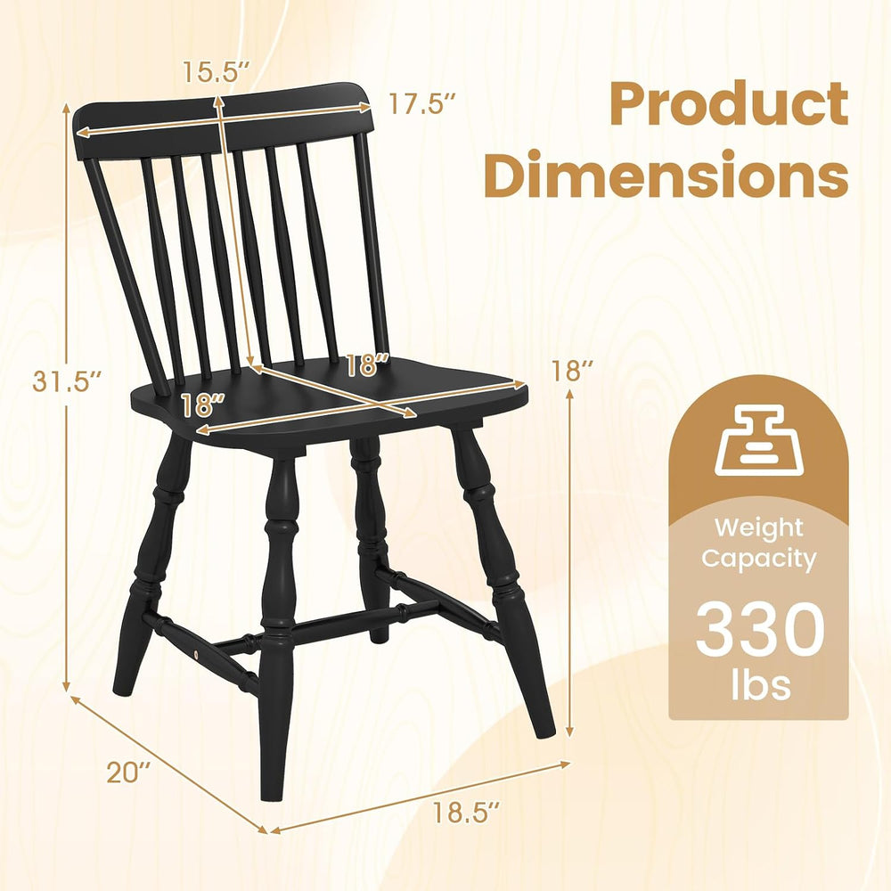 GIANTEX Windsor Dining Chairs Set of 4 w/Curved Spindle Back & Turned Legs