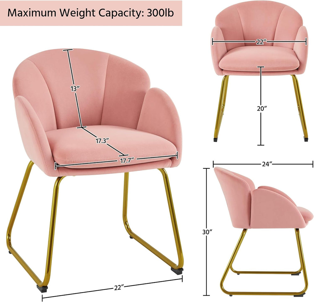 Yaheetech Flower Shape Vanity Chair with Petal Armrests, Pink