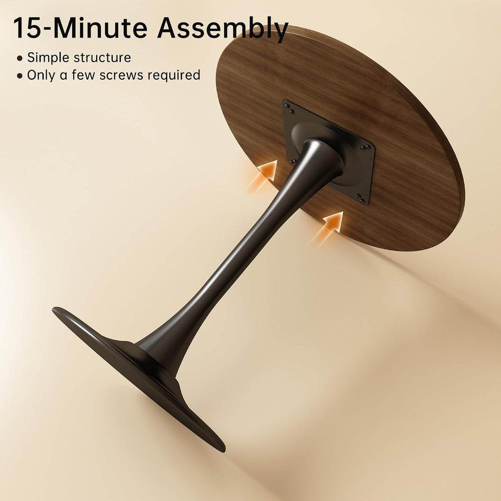 Round Dining Table 31.5" Circle Tulip Table for 4 People,Walnut
