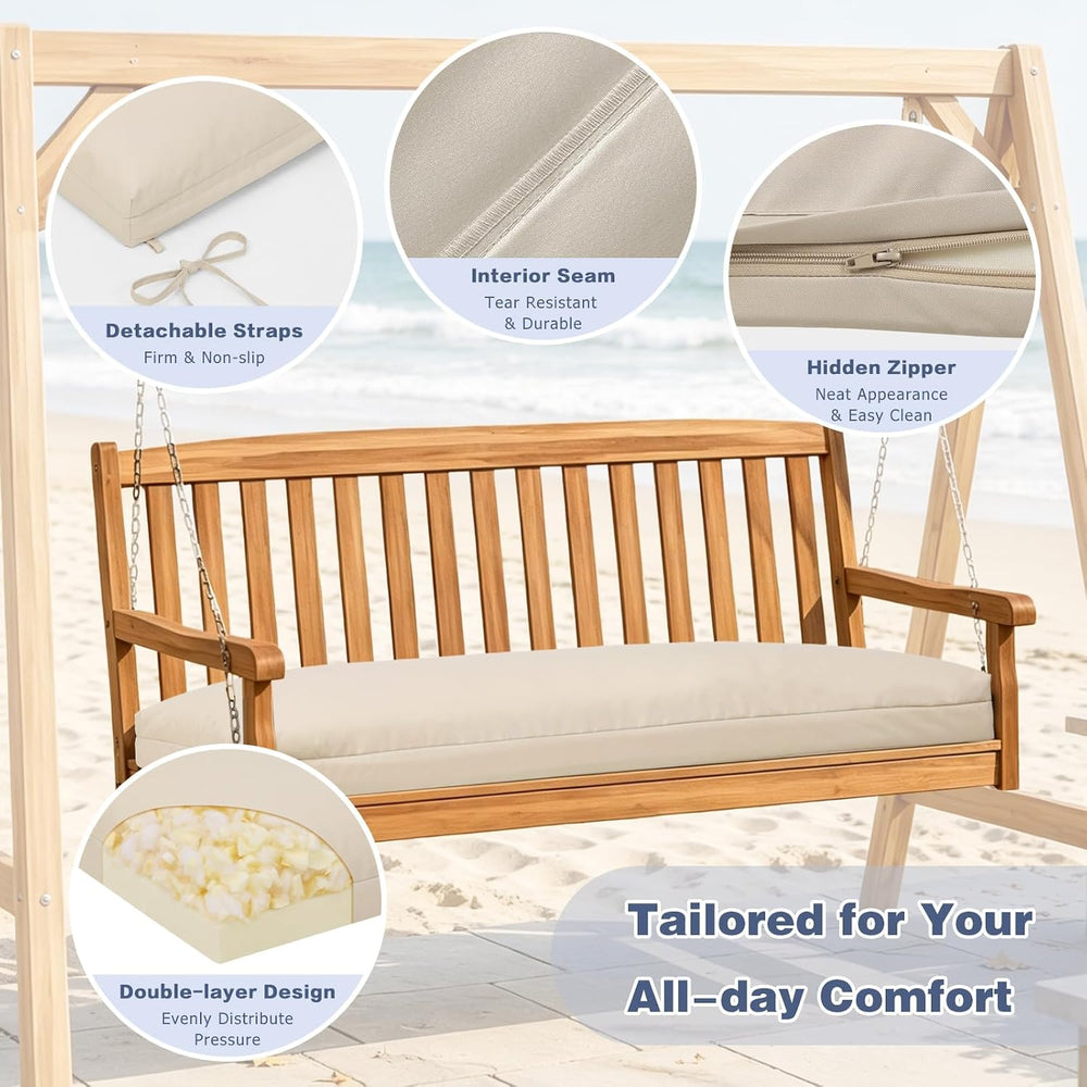 baibu Waterproof Outdoor Bench Cushion with Ties, 45 x 16 x 3.5 Inch, Beige