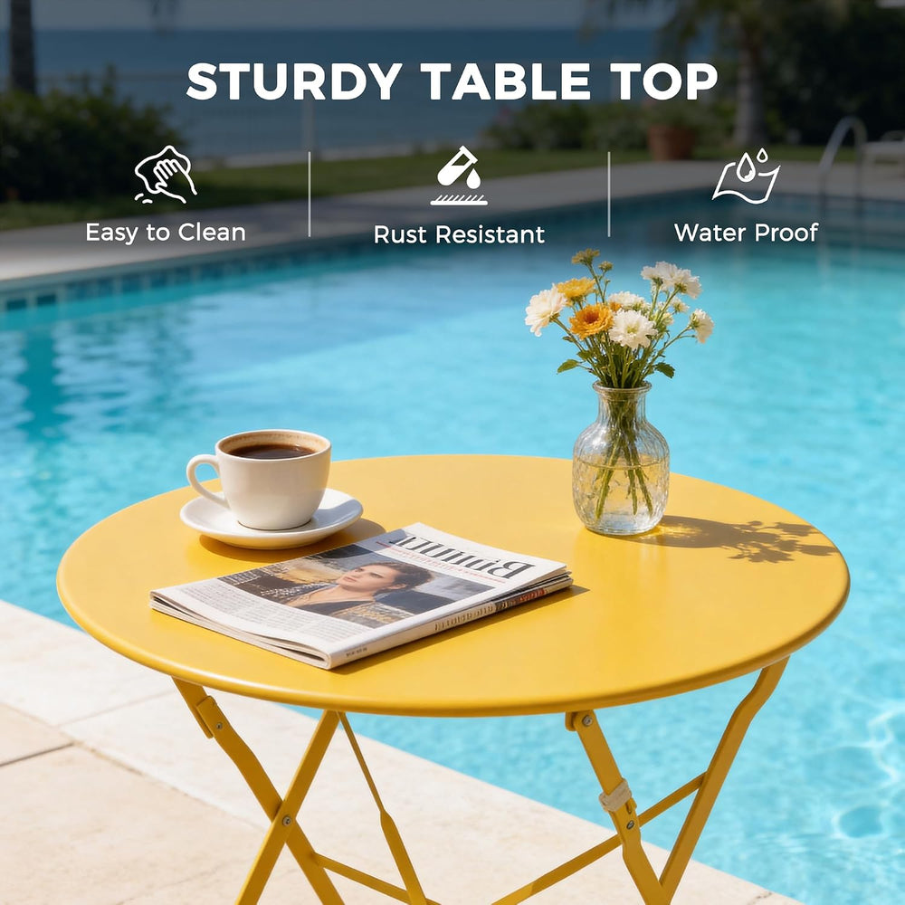 Grand patio 3-Piece Folding Patio Bistro Set Outdoor Porch Balcony, Yellow
