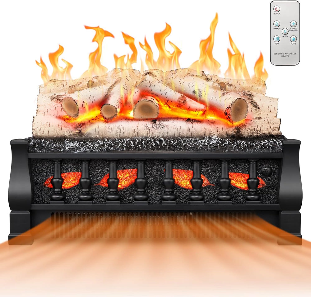 Electric Fireplace Insert Log Heater 21 Inches, 5 Flame Brightness, Multiple ...