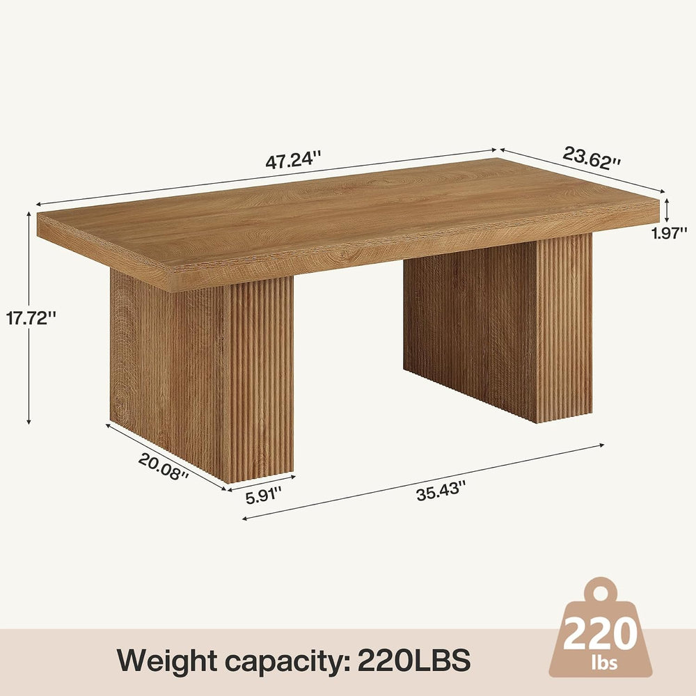 Tribesigns Farmhouse Coffee Table, 47.24 Inch Rectangle Center Table with Lar...