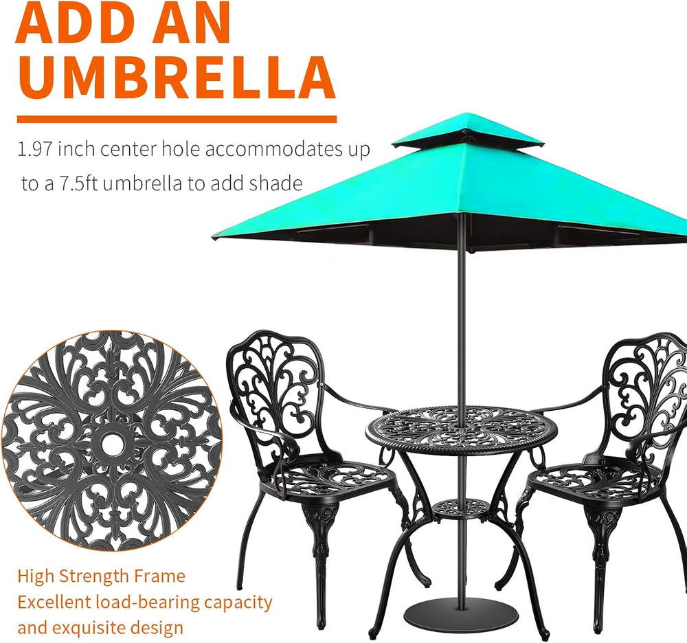 Bistro Set 3 Piece Outdoor, Bistro Table and Chairs Set of 2, All Weather Pat...