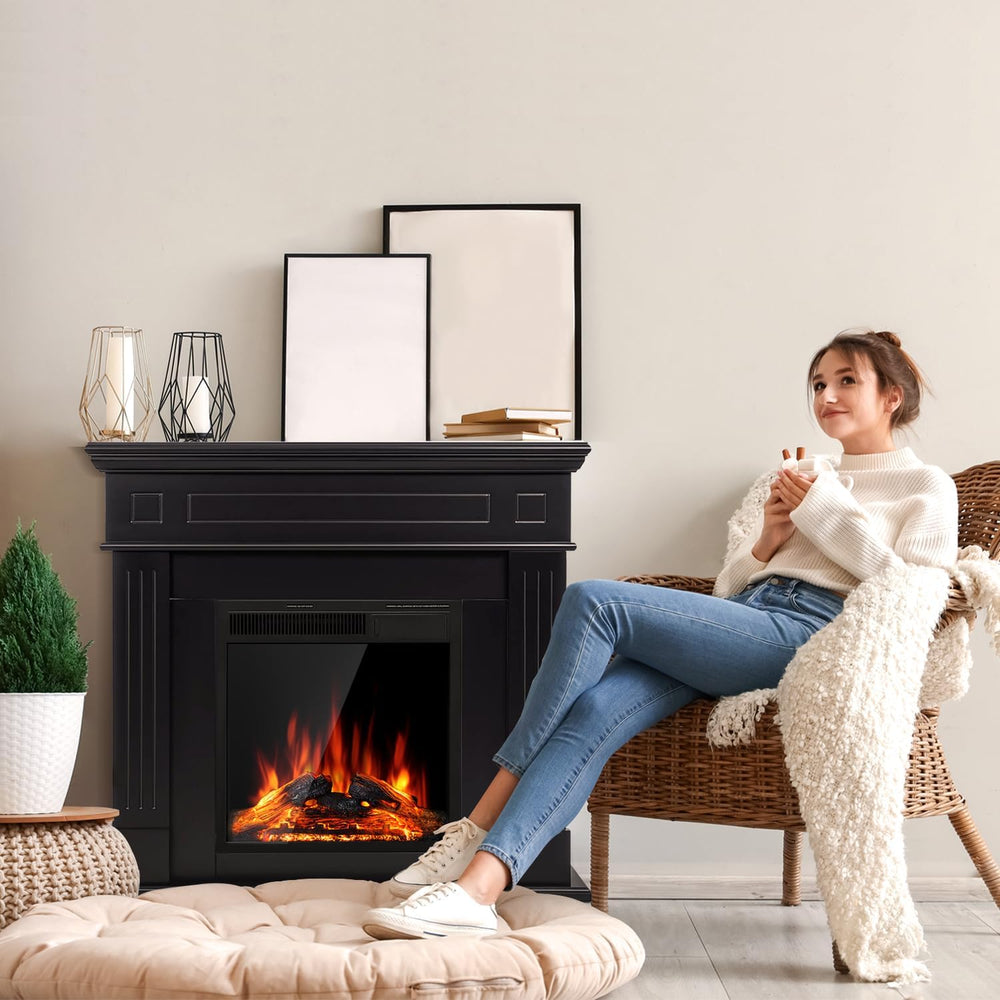 43” Electric Fireplace Mantel Freestanding Electric Fireplace, Remote Control...