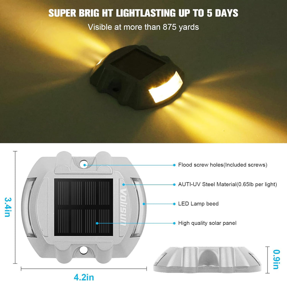 VOLISUN Solar Deck Driveway Dock Lights,Solar Pathway Lights,Warm 12 Pack