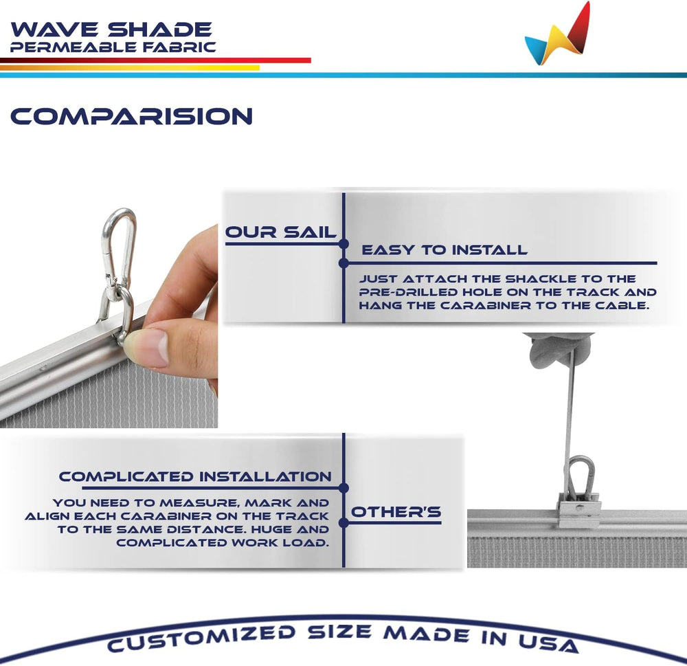 Windscreen4less 4' x 16' Retractable Sun Shade Canopy Cover Sliding W...