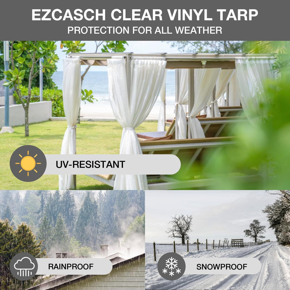 20 Oz Outdoor Vinyl Curtain, Outdoor Clear Panel Curtain, Weather Resistant O...