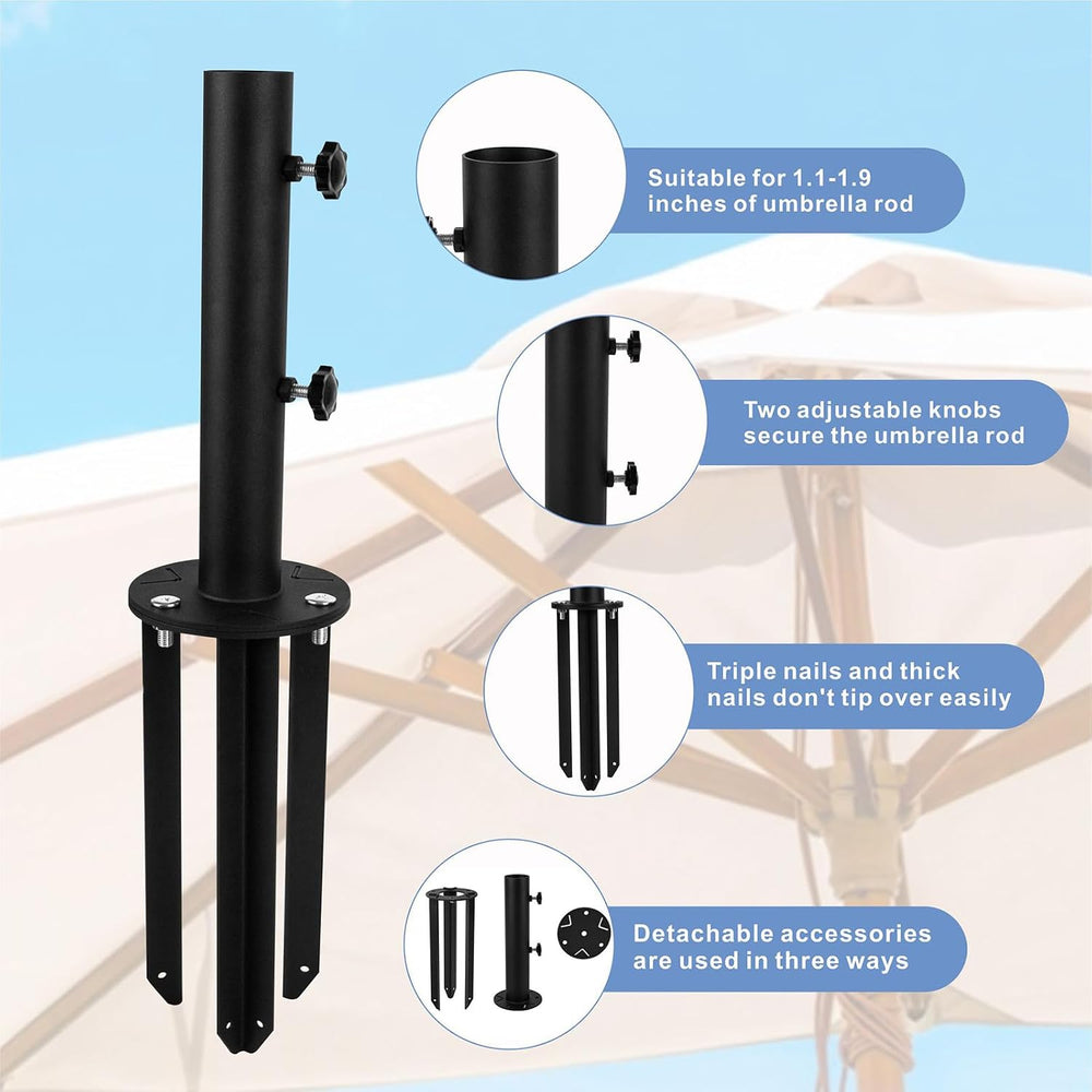 Patio Umbrella Stand Base, Heavy Duty Outdoor Umbrella Holder, Metal Grass Um...
