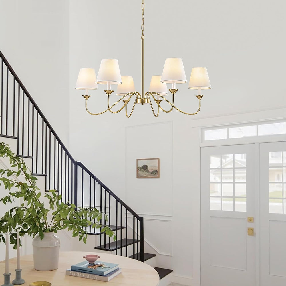 6 Lights Modern Brass Gold Chandeliers for Dining Room, Farmhouse Chandelier ...