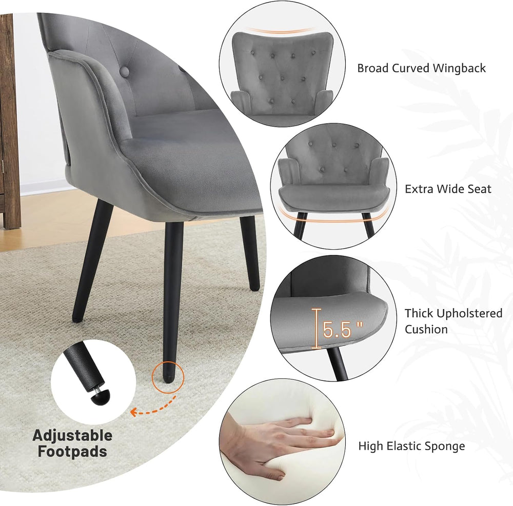 Furniliving Modern Accent Chair, Velvet Tufted Button Wingback Chair Upholste...