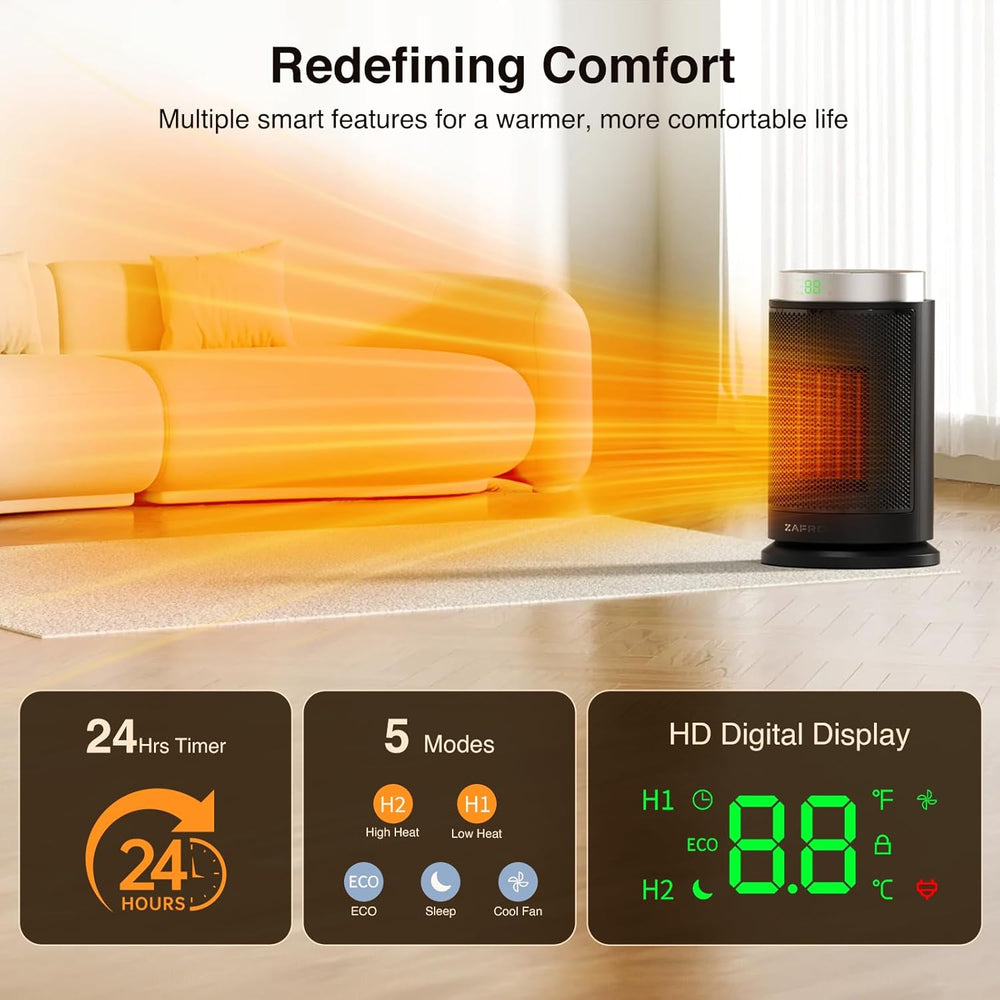 ZAFRO Space Heater, Ultra Quiet Portable Electric Heaters for Indoor Use with...