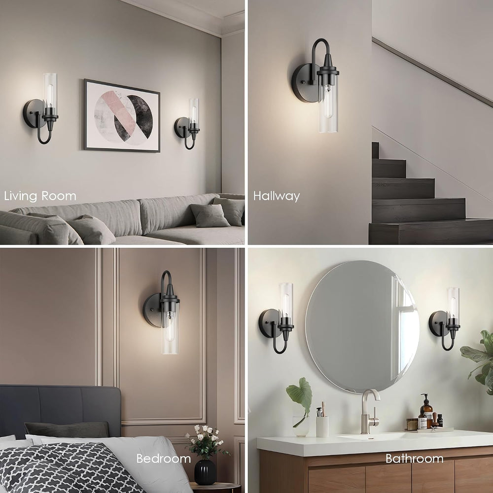 Aipsun Black Wall Sconces Set of Two, Sconces Wall Lighting Hardwired Wall Sc...