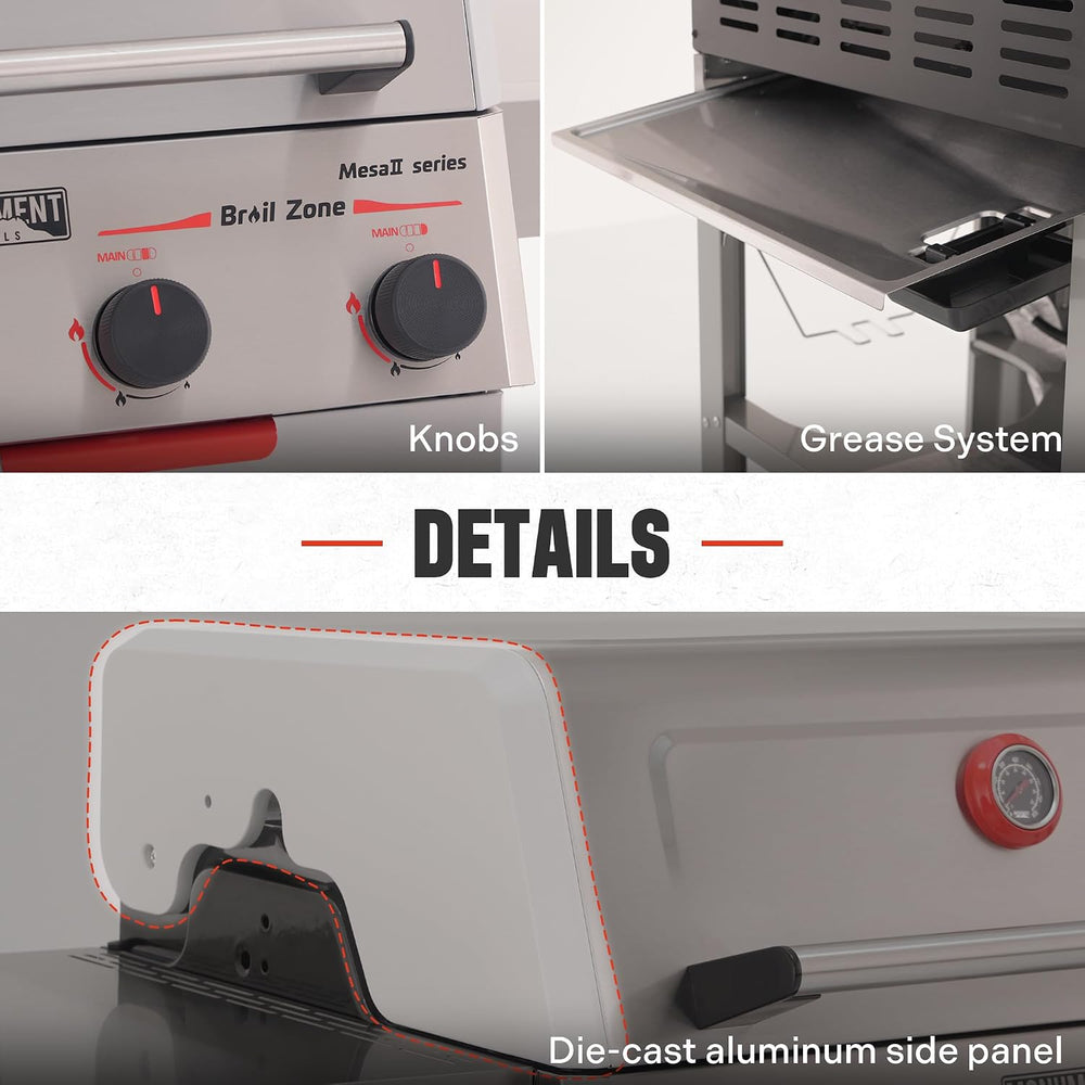 Monument Grills 4 Burner Propane Gas Grill with Advanced Broil Zone, Stainles...