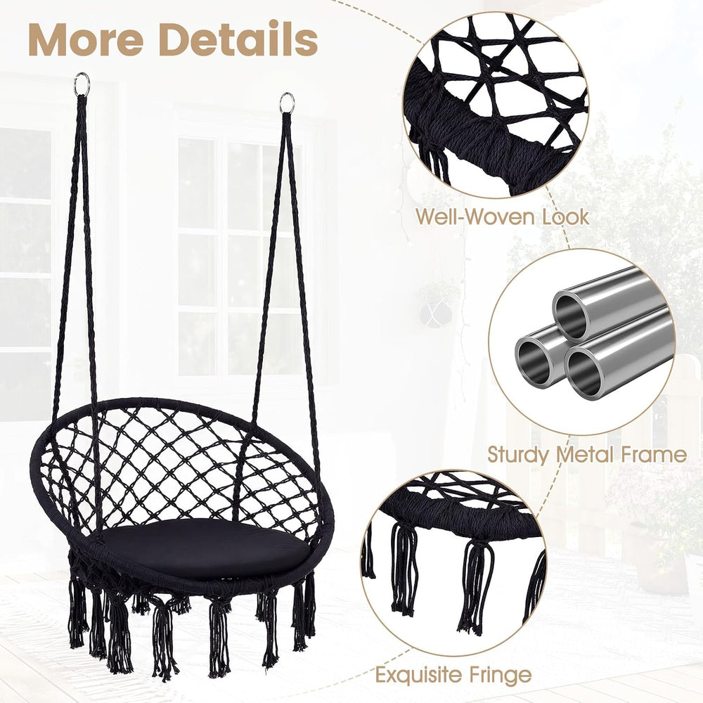 Happygrill Hammock Swing Chair with Round Seat Cushion