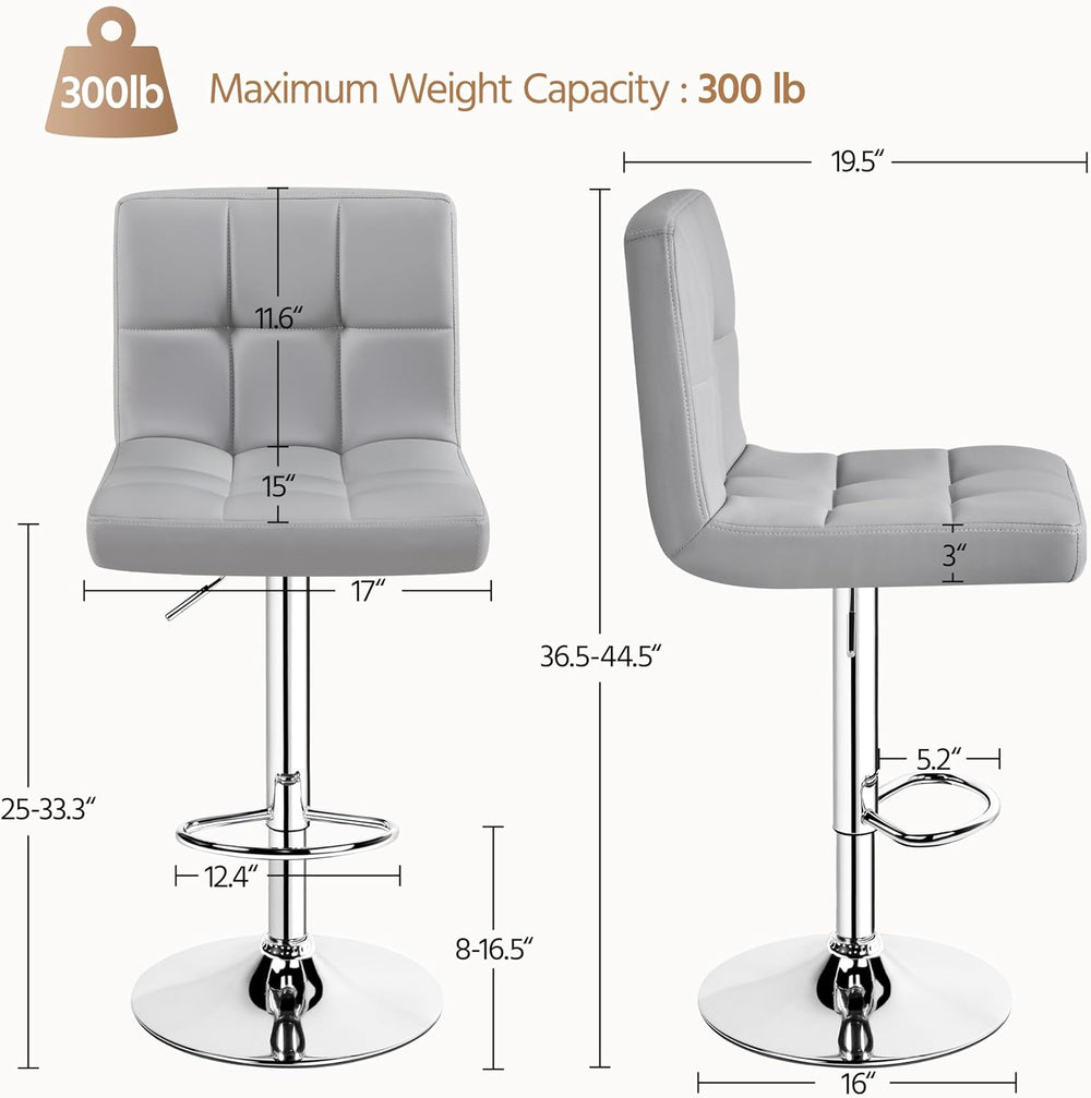 Yaheetech Bar Stools Set of 3 Adjustable Counter Height Barstool Light Gray