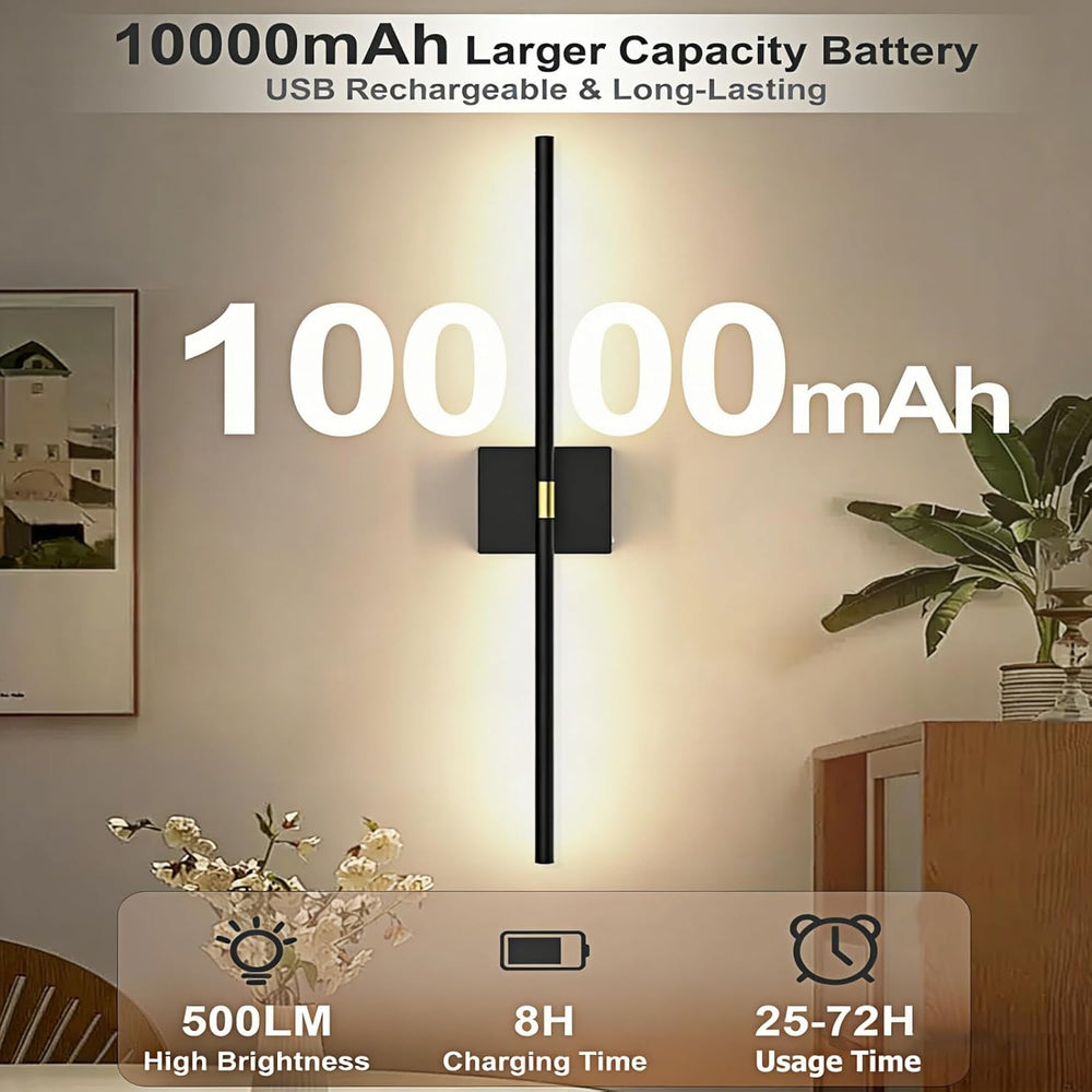 iThird Battery Operated Wall Sconces Set of 2: 10000mAh Rechargeable Wireless...