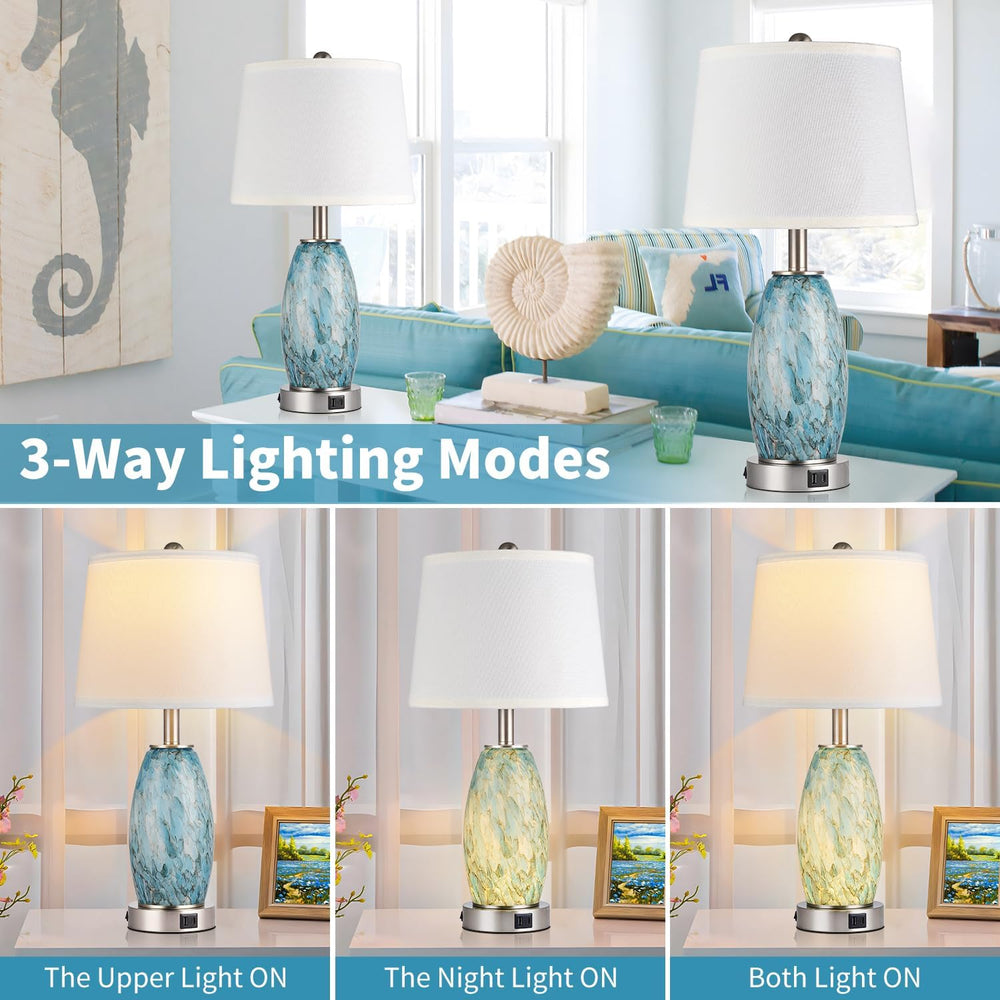 Lovlast 23.5" Coastal Modern Table Lamps Set of 2 for Living Room Bedroom